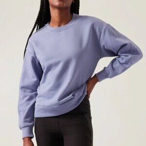 Athleta Purple Retroplush Crewneck Sweatshirt with Hidden Pocket